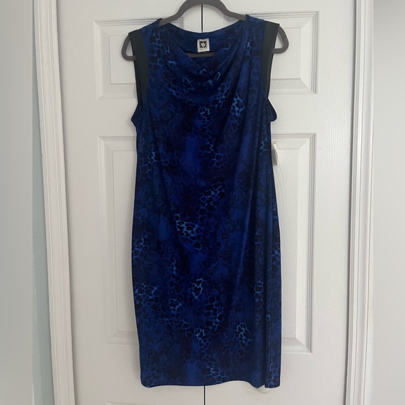 Anne Klein Blue Patterned Midi Dress - Picture 1 of 4